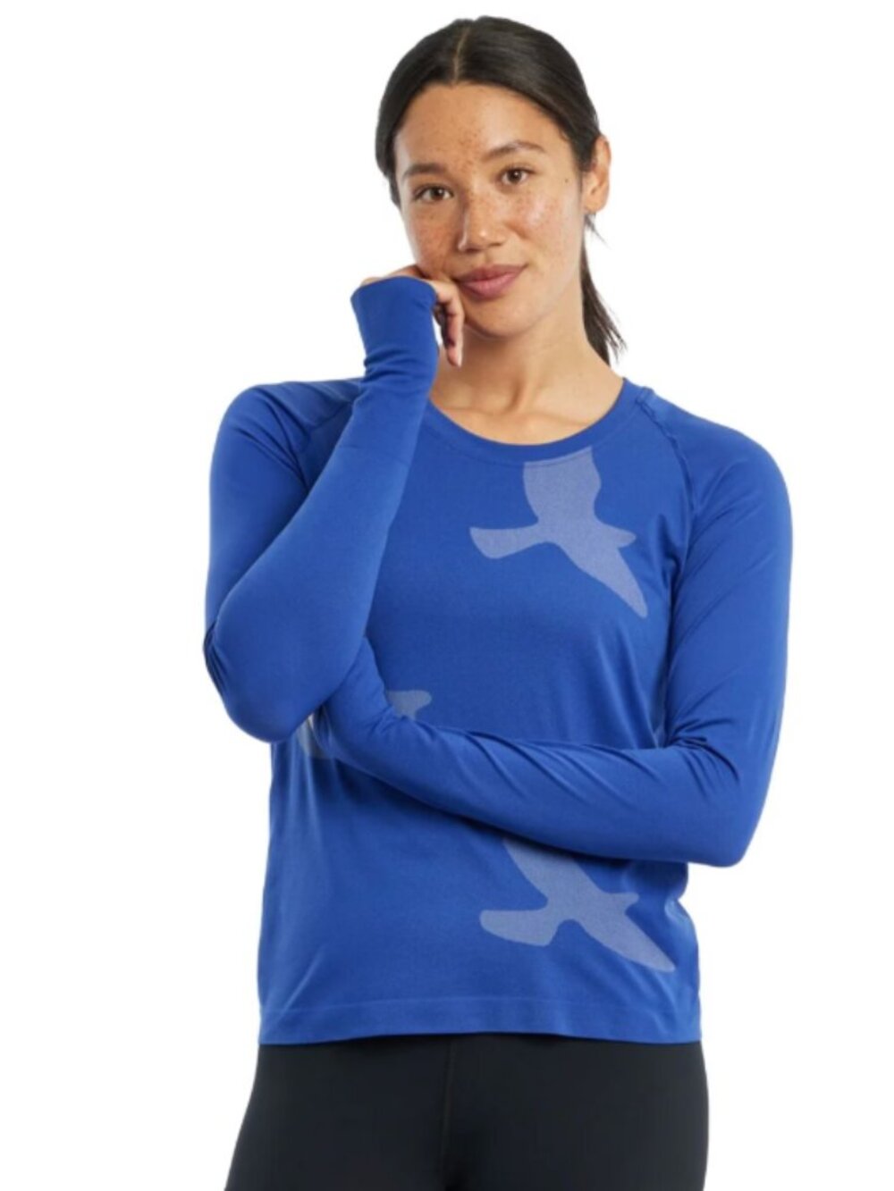 NWT Oiselle Large Altitude Long Sleeve Top Boxy Thumbholes Deep Blue SKU 214123